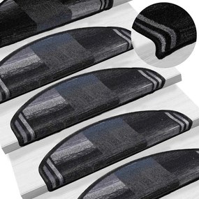 Tapetes de escadas adesivos 10 pcs 65x21x4 cm preto e cinzento