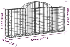 Cestos gabião arqueados 8 pcs 200x30x80/100cm ferro galvanizado