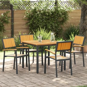 vidaXL Conjunto de Jantar de Jardim 5 Peças em Madeira Sólida de Acácia e Metal