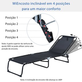 Espreguiçadeira Dobrável e Ajustável em 4 Posições Espreguiçadeira Rec