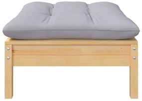 7 pcs conjunto lounge de jardim + almofadões cinza pinho maciço