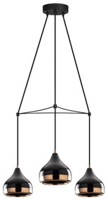 Candeeiro Chandelier Yildo – Preto e Cobre – Diâmetro 54 cm, Altura 17