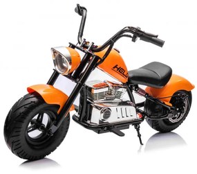 Mota elétrica para crianças Chopper Warrior 350W Pneus borracha, banco couro, Luzes led, som, Laranja