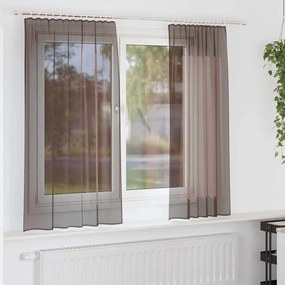 Cortinas de voile com aba 2 pcs castanho
