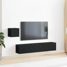 Conjunto de 4 Peças de Armário de TV vidaXL Carvalho Preto Madeira Engenheirada