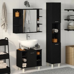 Conjunto de Móveis para Casa de Banho de 3 Peças Carvalho Preto Madeir