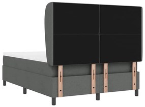 Cama com Estrado e Colchão - Cinza Escuro, 140x190 cm, Tecido