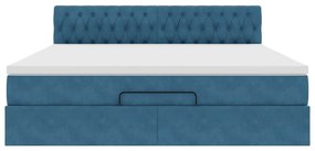 Estrutura de cama otomana com colchão 180x200 cm azul escuro