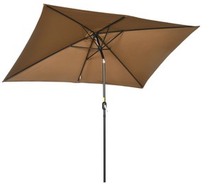 Outsunny Chapéu de Sol Alumínio Retangular Toldo Inclinável Manivela Mastro Desmontável Jardim Terraço 202x293x255 cm Marrom | Aosom Portugal