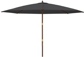 Guarda-sol de jardim com poste de madeira 400x273 cm preto