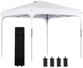 Outsunny Tenda Dobrável 2,5x2,5 m Tenda de Jardim para Festas e Campismo com Proteção UV50+ Altura Ajustável 4 Sacos de Areia e Bolsa de Transporte Branco | AOSOM Portugal