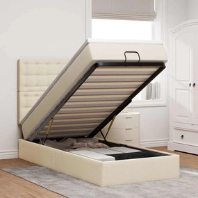 vidaXL Estrutura de cama otomana com creme de colchão 90x190cm tecido