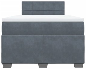 Cama boxspring com colchão 120x190 cm veludo cinzento-escuro