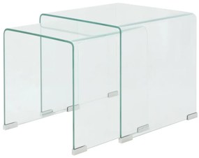 Conjunto mesas de encastrar 2 pcs vidro temperado transparente