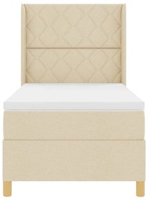 Cama Box Spring vidaXL com Colchão e LED Creme 90x200 cm Tecido