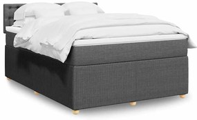 vidaXL Cama com molas/colchão 140x200 cm tecido cinzento-escuro