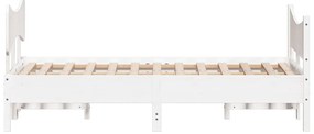 Cama sem colchão 135x190 cm madeira de pinho maciça branco
