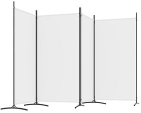 Biombo com 4 painéis 346x180 cm tecido branco