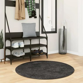 vidaXL Tapete shaggy de pelo alto PAMPLONA Ø 100 cm antracite