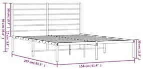 Estrutura de cama em metal com cabeceira 150x200 cm preto
