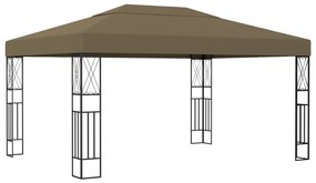vidaXL Gazebo 3x4 m tecido cinzento-acastanhado