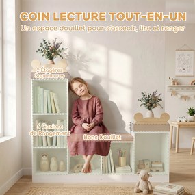 Estante Infantil com Cantinho de Leitura, 121 x 30 x 106 cm, 3 em 1, Branco