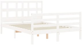 Estrutura de cama com cabeceira 140x200cm madeira maciça branco