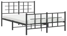 Estrutura de cama com cabeceira e pés 135x190 cm metal preto