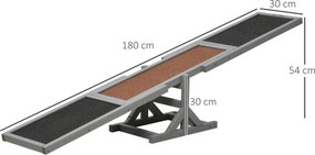 Equipamento de treino para cães - Baloiço de agilidade desportiva, em madeira de abeto pré-oleada, com feltro betumado antiderrapante cinzento-escuro