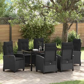 Conjunto de Jantar para Jardim com 7 Peças e Almofadas - Preto em Ratt
