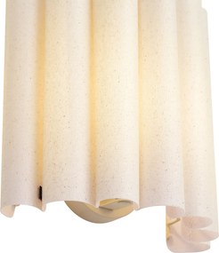 Candeeiro de Parede Japandi Bege com Linho 26cm - Scallop