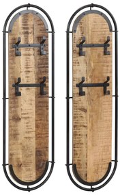 vidaXL Bengaleiros de parede c/ 4 ganchos 2pcs mangueira áspera maciça