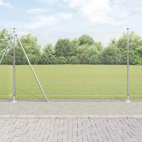 vidaXL Cerca de Arame Soldado com 7 Postes Flangeados 1.4x10 m Aço Galvanizado
