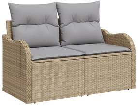 Conjunto de Sofá Jardim vidaXL 6 Peças com Almofadas Bege em Rattan Po