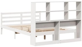 Cama com estante sem colchão 120x190 cm pinho maciço branco