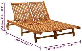 Espreguiçadeira de jardim c/ almofadões 2 pessoas acácia maciça