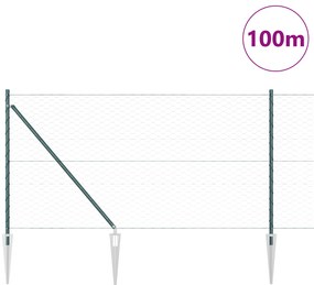 Cerca Hexagonal vidaXL Verde 1x100 m Aço