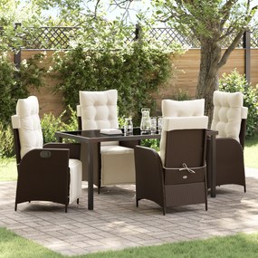 vidaXL Conjunto de Jantar de Jardim 5 Peças Castanho em Rattan Poliéster