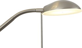 Candeeiro de pé moderno em aço com braço de leitura, incluindo LED e dimmer - Divo