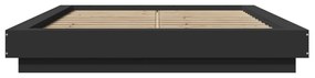 Estrutura cama c/ luzes LED 120x190 cm derivados madeira preto