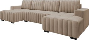 Sofá de canto Columbus 232, Cama com arrumação, 310x140x85cm, 139 kg, Pernas: Madeira