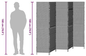 Divisória de Ambiente 5 Painéis Dobrável Bege 245x180 cm Polirattan