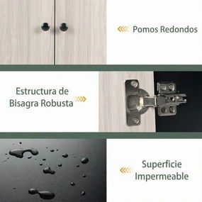 Estante 60 x 30 x 133 cm de 5 níveis com prateleiras abertas e portas para quarto, sala de estar ou escritório Preto