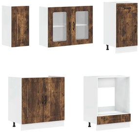 8 peças armário de cozinha conjunto Kalmar carvalho fumado