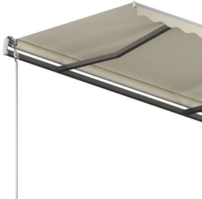 Toldo retrátil manual com postes 3,5x2,5 m cor creme