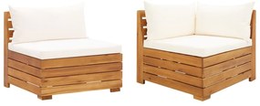 vidaXL 2 pcs conjunto lounge de jardim c/ almofadões acácia maciça