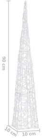 Cone de iluminação decorat. c/ LEDs acrílico 90cm branco quente