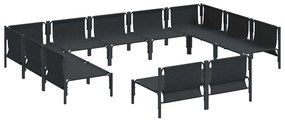 Conjunto de Sofá de Jardim 11 pcs Cinzento-escuro Aço