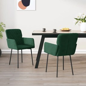 Cadeiras de jantar 2 pcs veludo verde-escuro