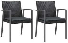3 pcs conjunto de jantar p/ jardim c/ almofadões vime PE e aço